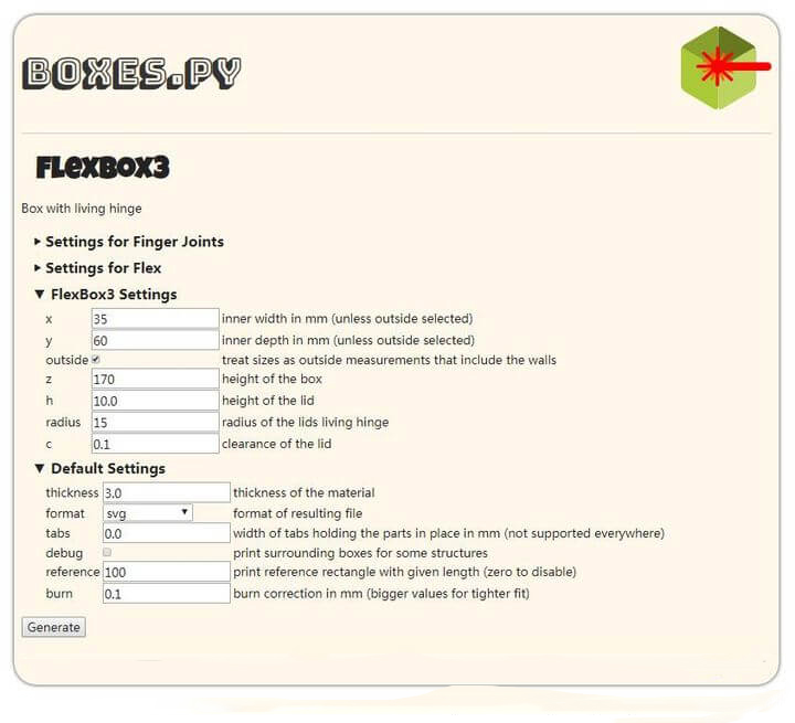 laser cutting drawing design tool