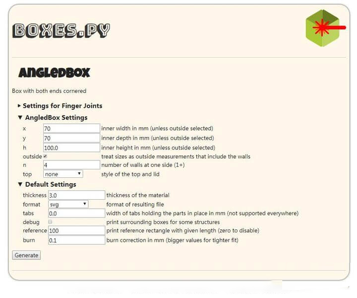 laser cutting drawing design tool