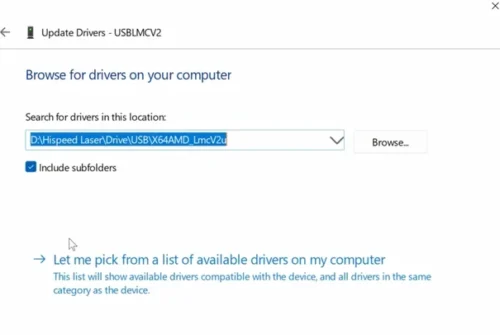 Choose Browse my computer for drivers