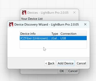select JCZ and click Add Device
