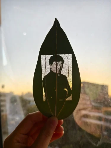 laser etching images on leaf